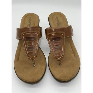 Women’s Natural Soul by Naturalizer Brown Slip on Sandal with Wedge Heel 7.5M